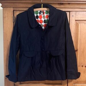 J. Crew Black Pea Coat with Colorful Lining
